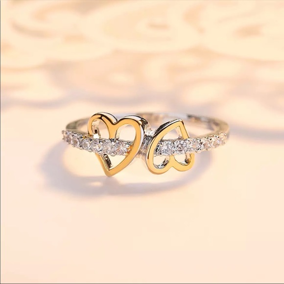 Jewelry - New Double Heart Lady Classic Cubic Zirconia Ring